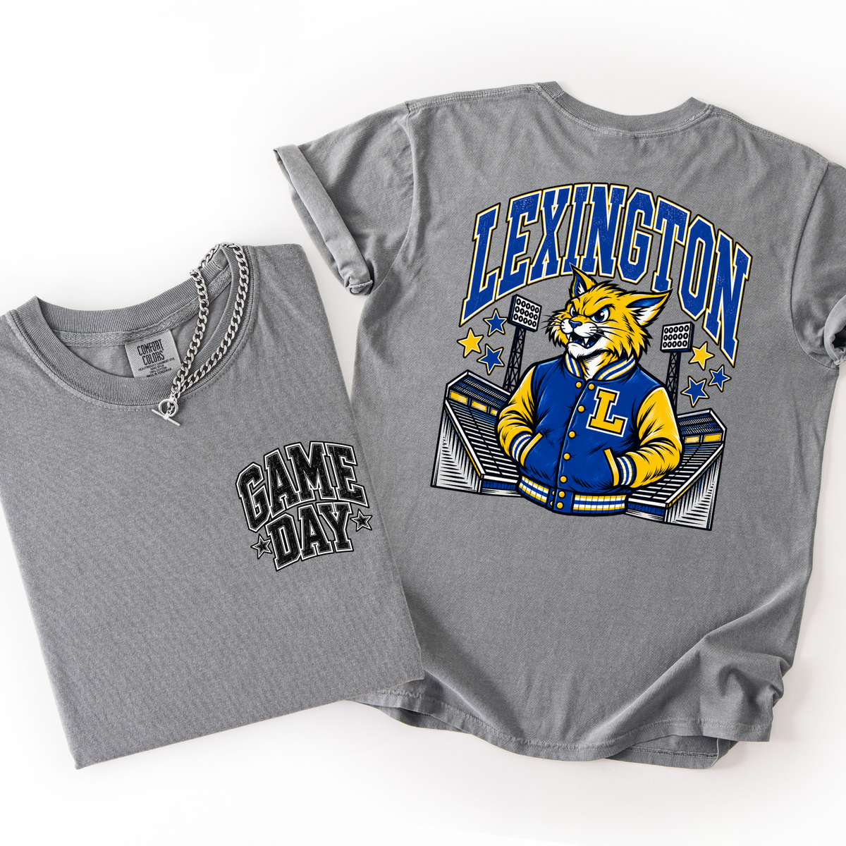 Lexington Football Mascot Comfort Colors Tee- YOUTH & ADULT