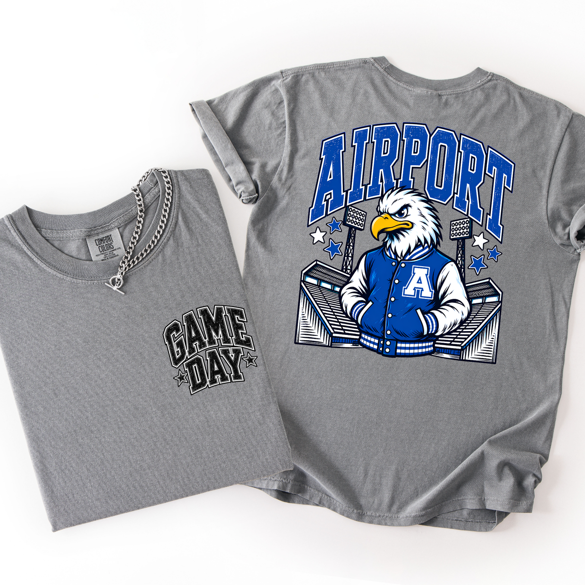 Airport Football Mascot Comfort Colors Tee- YOUTH & ADULT