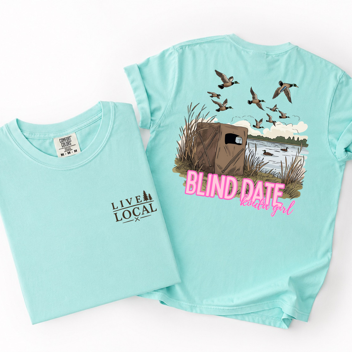 Duck Blind Date Kinda Girl- Pocket Back Graphic Tee