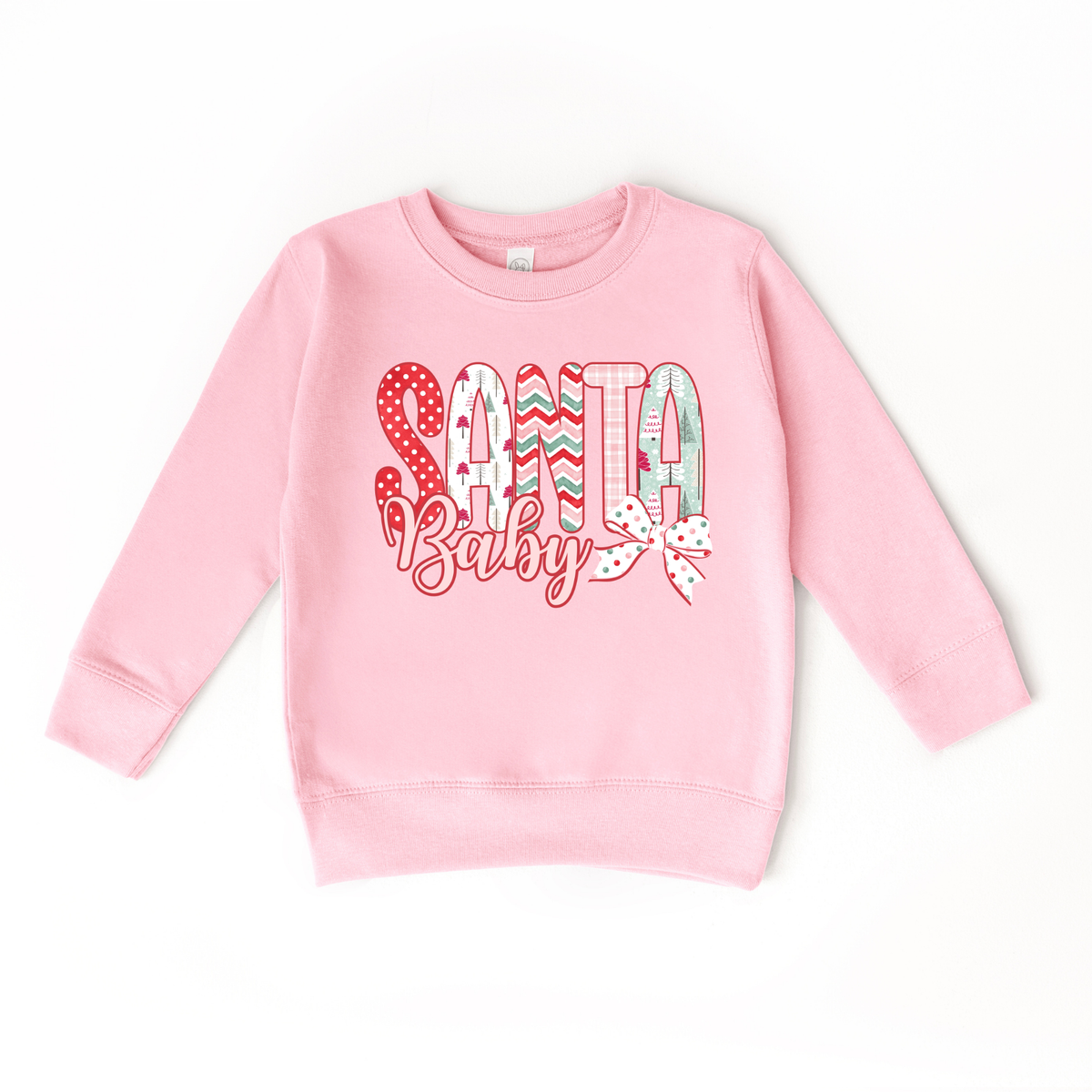 Santa Baby- Doodle Girls Pink Christmas Sweatshirt