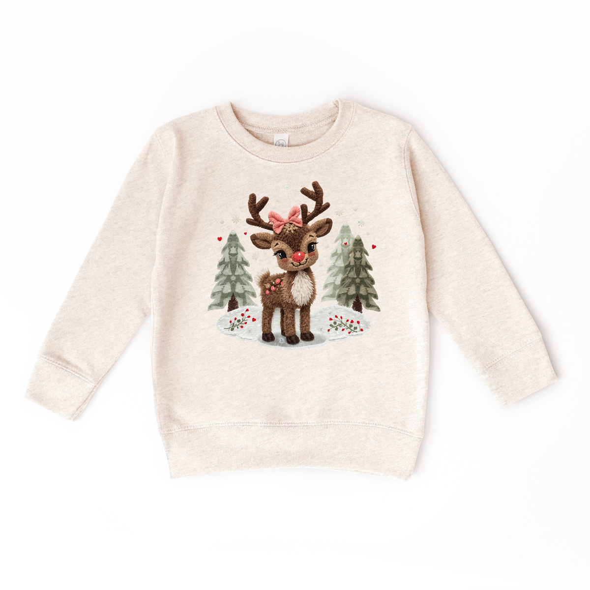 Faux Yarn Reindeer- Trendy Christmas Child Sweatshirt