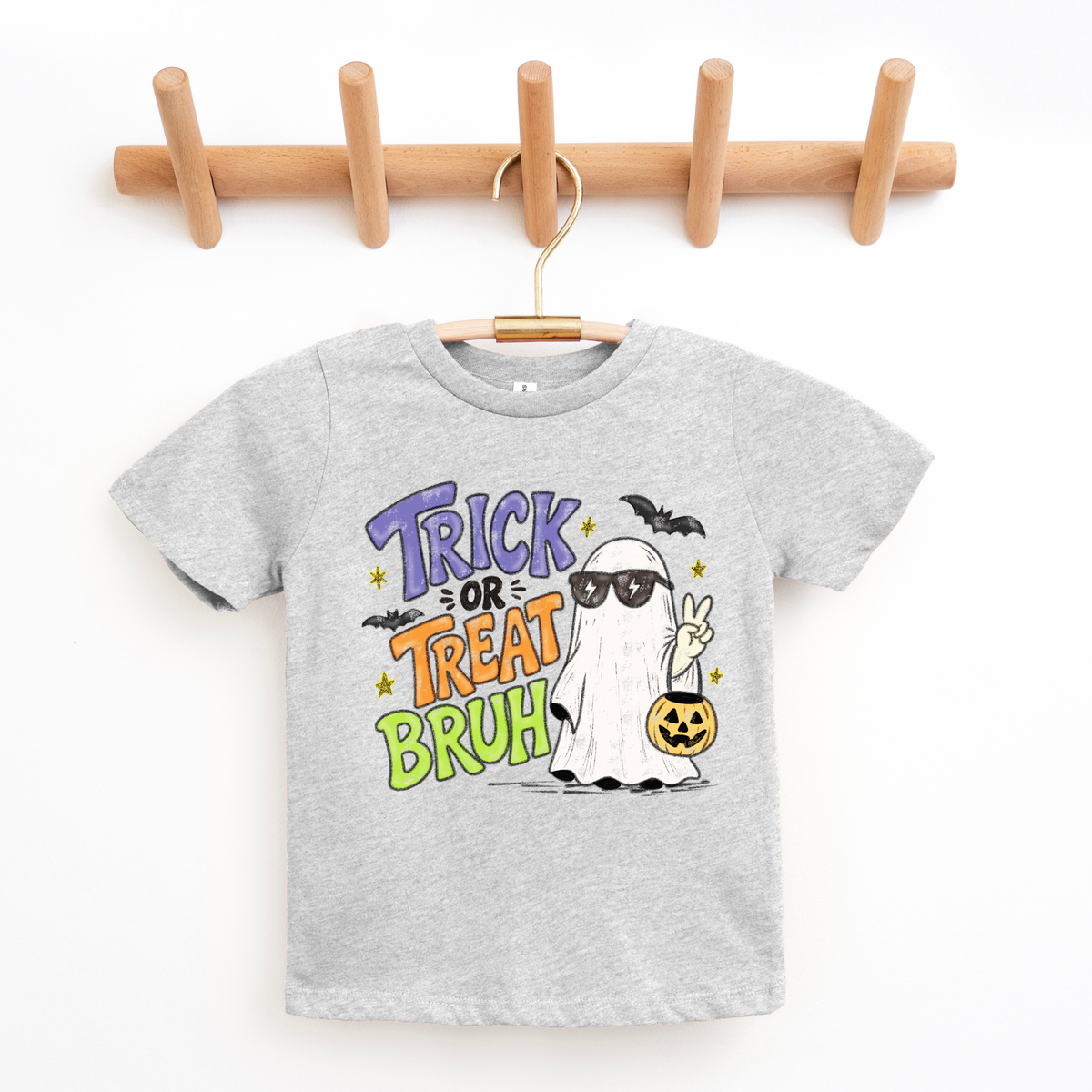 Trick Or Treat Bruh- Boy Ghost Trendy Halloween Graphic Tee