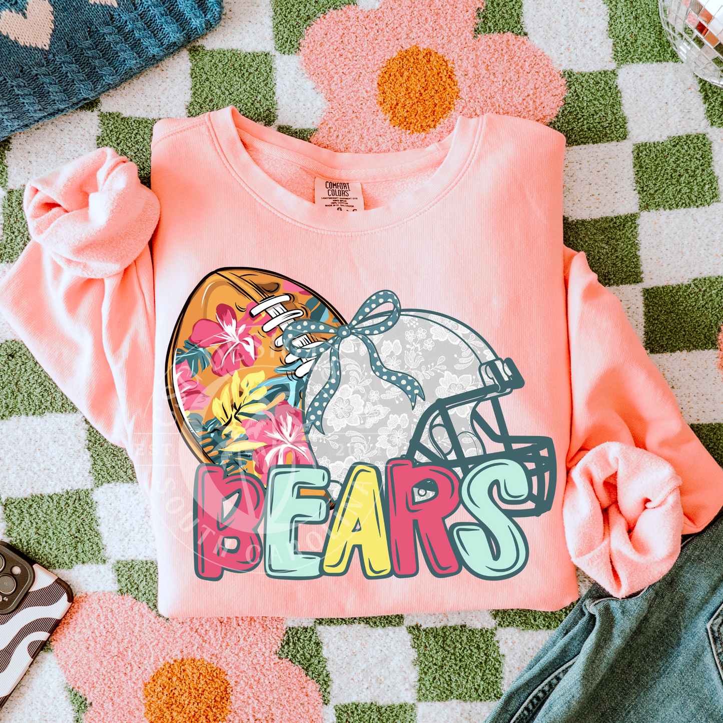Bears-Floral Football Mascot
