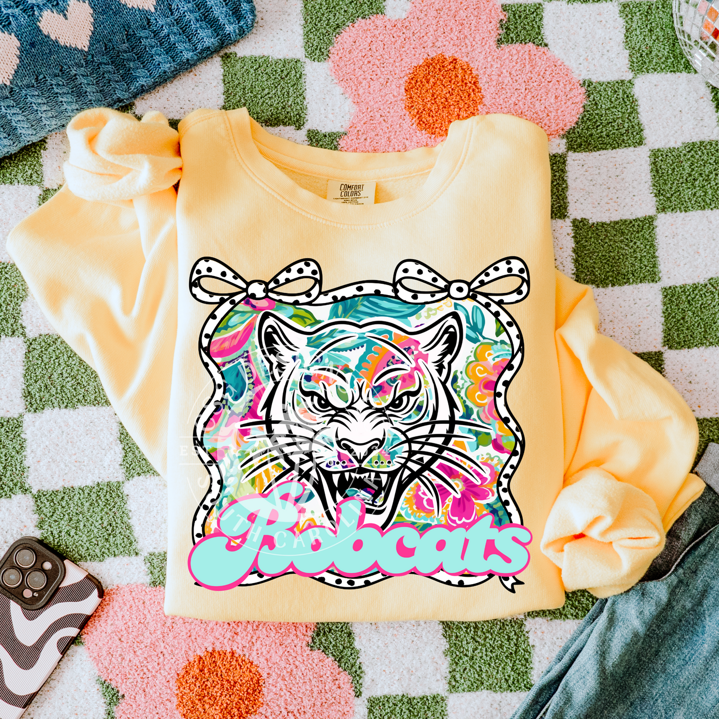 Bobcats- Floral Bow Mascot