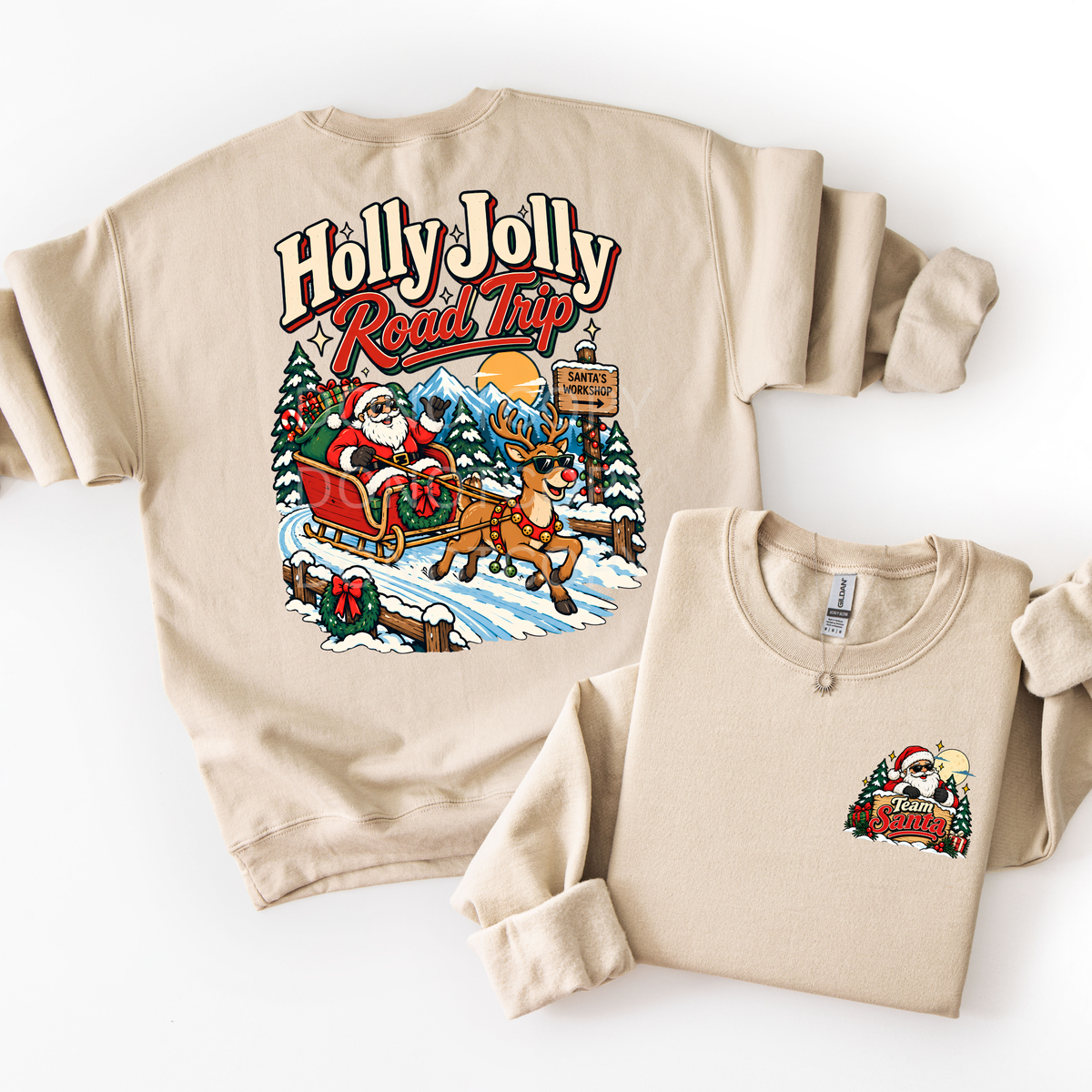 Holly Jolly Road Trip- Vintage Sweatshirt