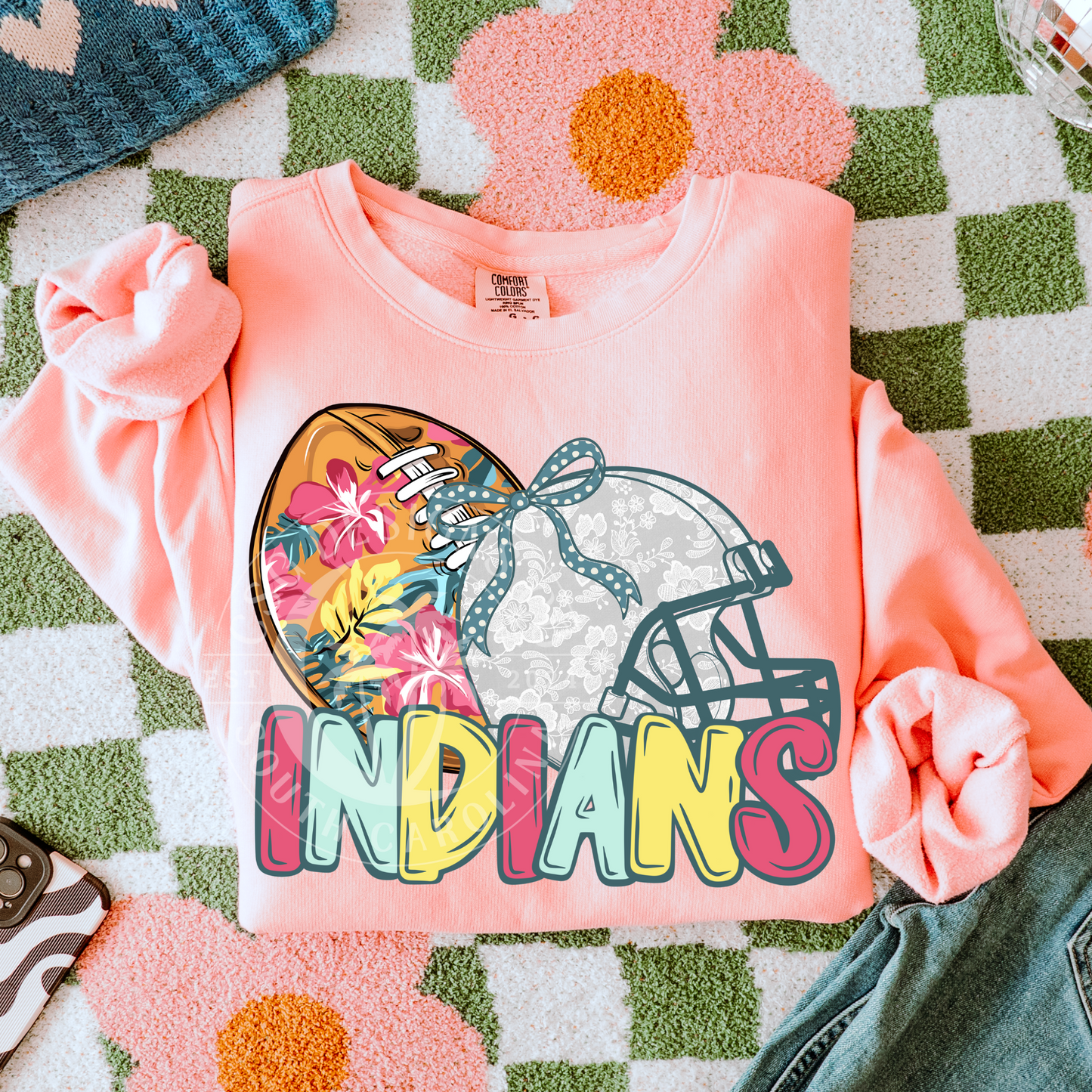 Indians-Floral Football Mascot