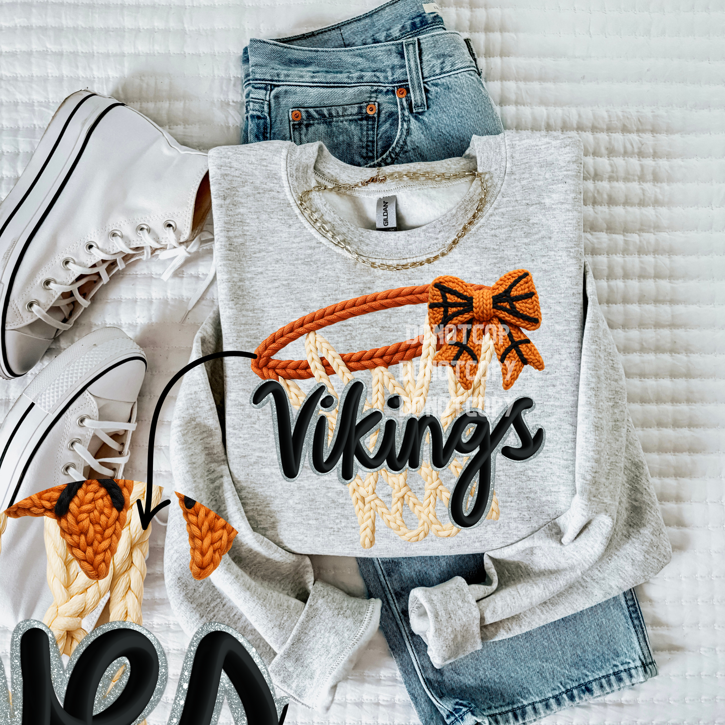 Vikings Basketball Faux Yarn Mascot- PNG