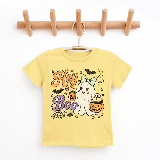 Hey Boo- Preppy Girl Trick Treat Ghost Halloween Tee