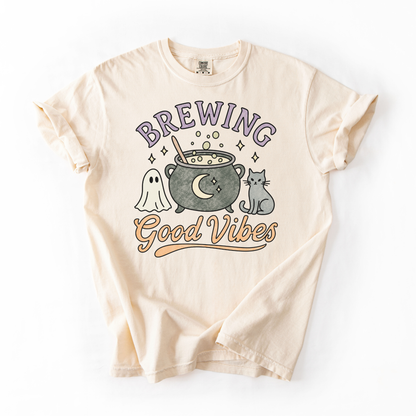 Brewing Good Vibes- Halloween Retro Tshirt