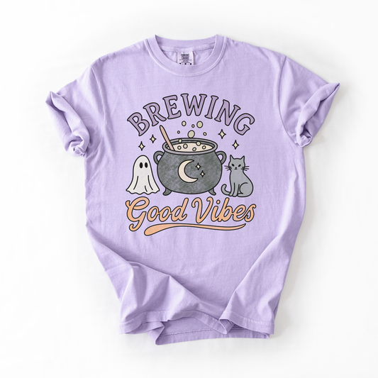 Brewing Good Vibes- Halloween Retro Tshirt