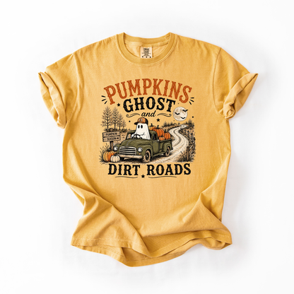 Pumpkins Ghost & Dirt Roads- Women's Graphic Tshirt