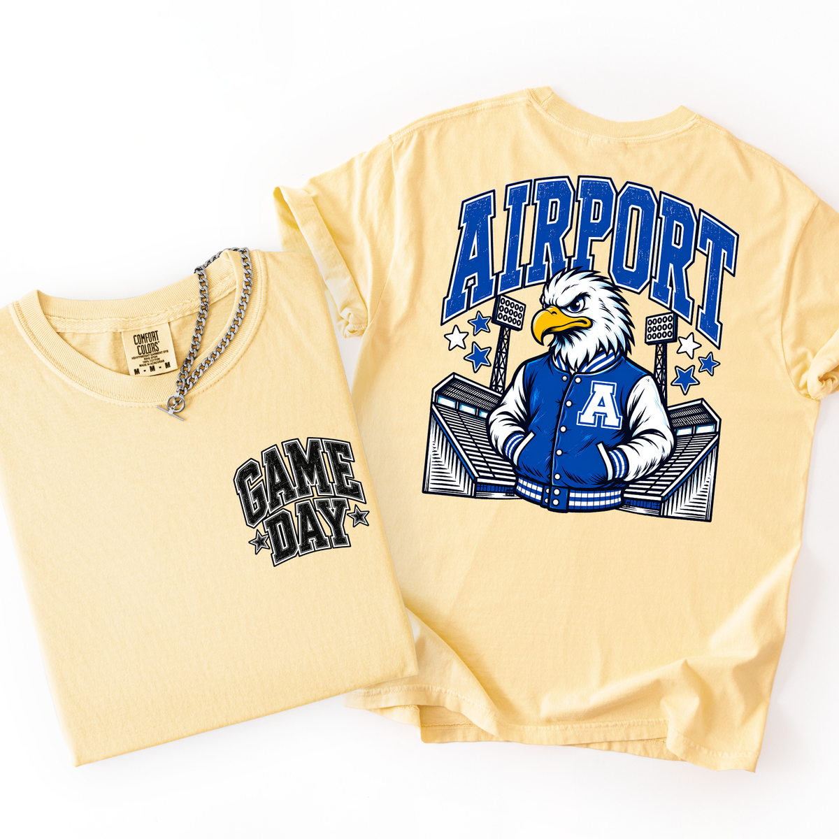 Airport Football Mascot Comfort Colors Tee- YOUTH & ADULT
