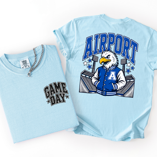 Airport Football Mascot Comfort Colors Tee- YOUTH & ADULT