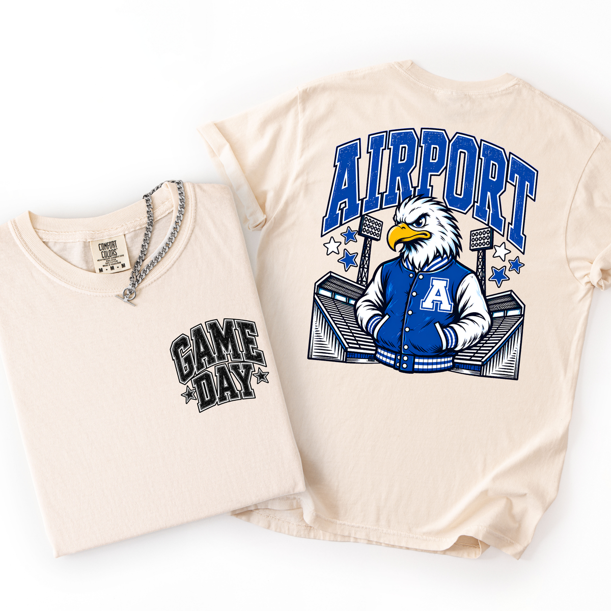 Airport Football Mascot Comfort Colors Tee- YOUTH & ADULT