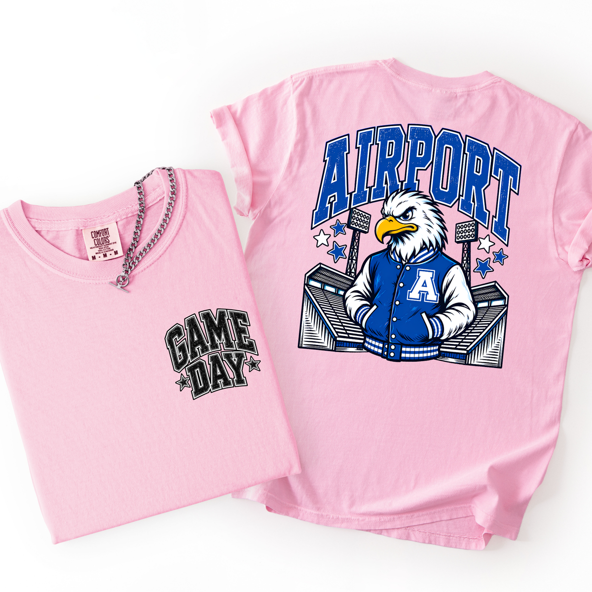 Airport Football Mascot Comfort Colors Tee- YOUTH & ADULT
