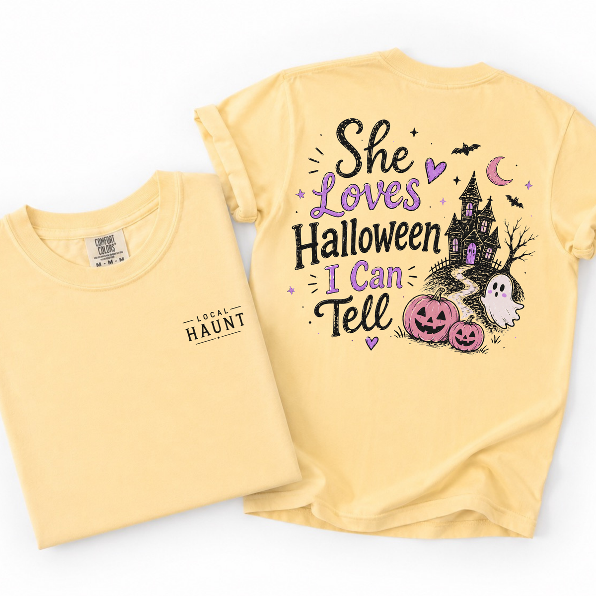 She Loves Halloween I Can Tell- Pocket Back Tee