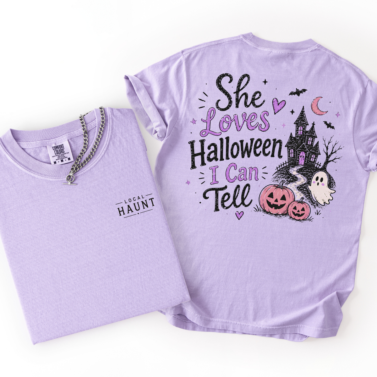 She Loves Halloween I Can Tell- Pocket Back Tee