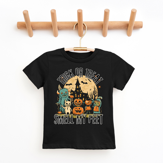 Trick Or Treat Smell My Feet- Retro Kids Halloween Tshirt