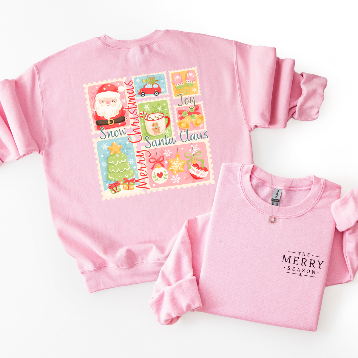 Preppy Christmas Stamps Doodle Sweatshirt