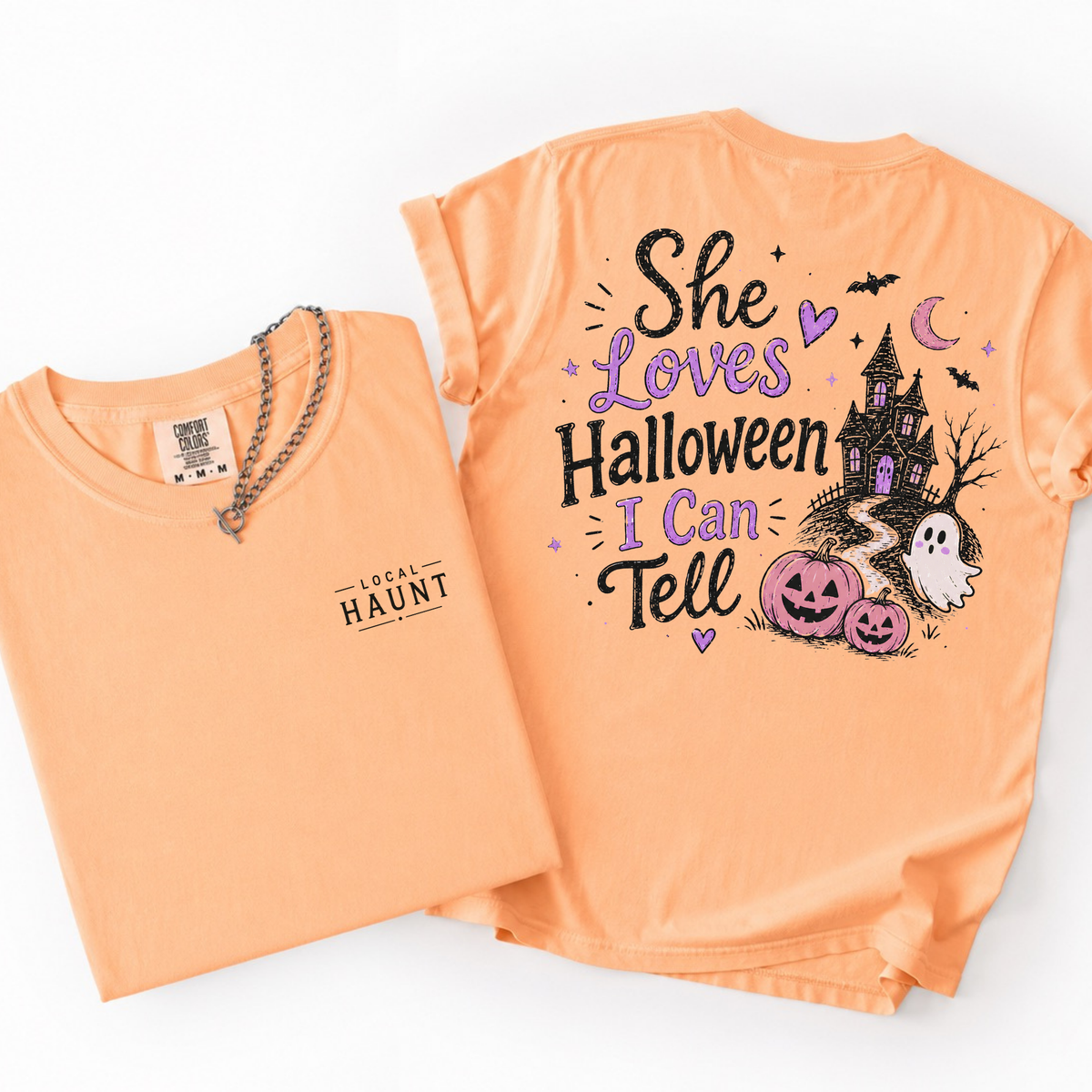 She Loves Halloween I Can Tell- Pocket Back Tee
