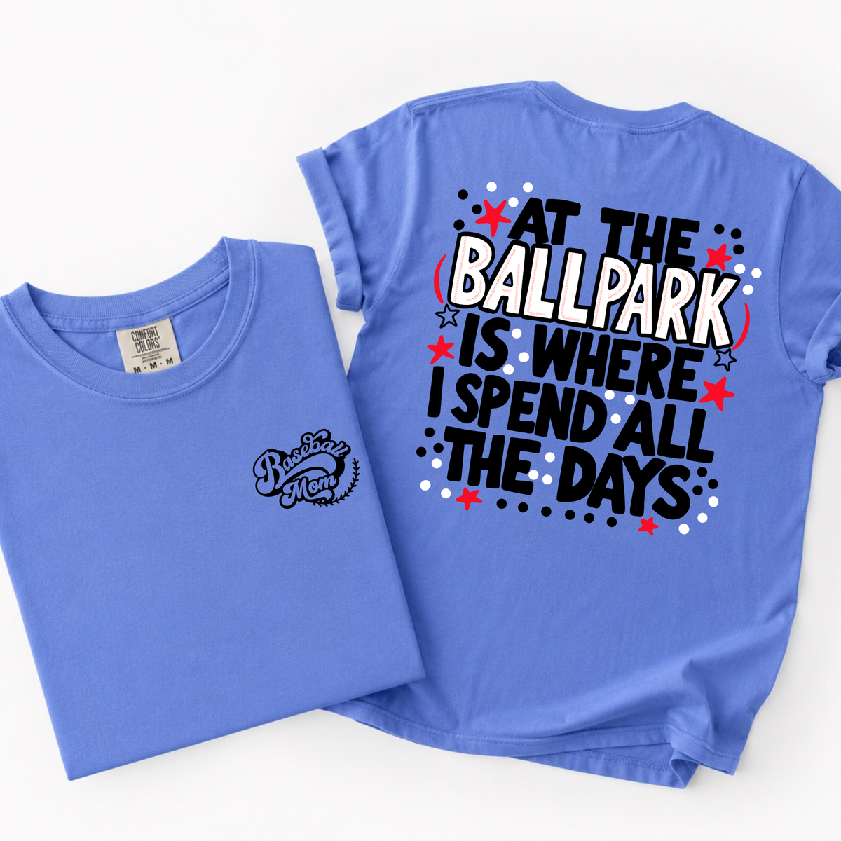 At The Ballpark- Baseball Mama Printed Graphic Trendy Tshirt