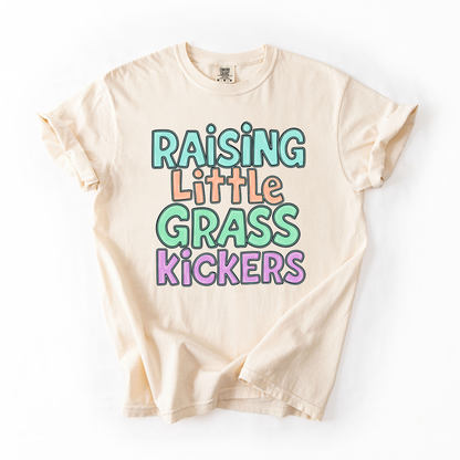 Raising Little Grass Kickers- Soccer Mom Humor Tshirt