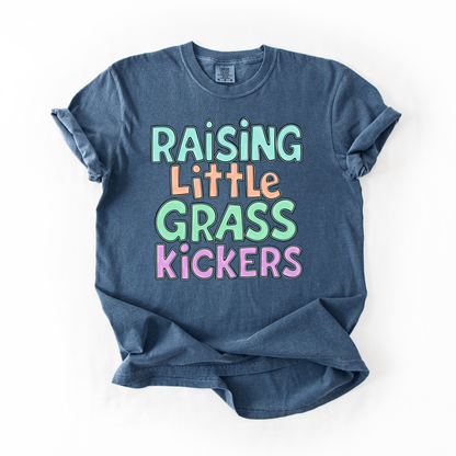 Raising Little Grass Kickers- Soccer Mom Humor Tshirt