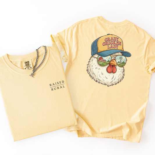 Crazy Chicken Lady- Rural Farm Girl Cotton Tee
