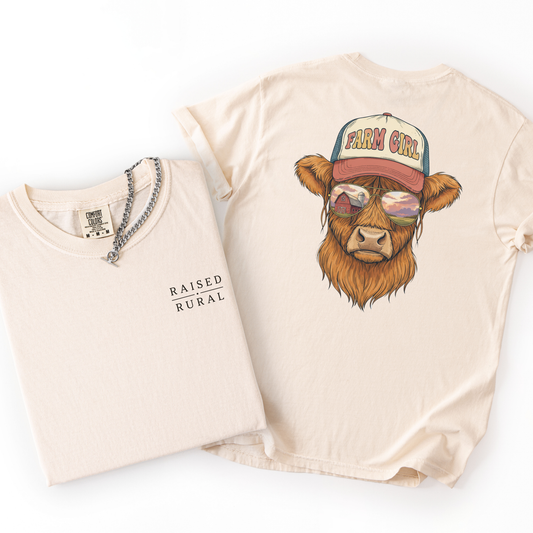 Farm Girl- Highland Cow Southern Lifestyle Tshirt