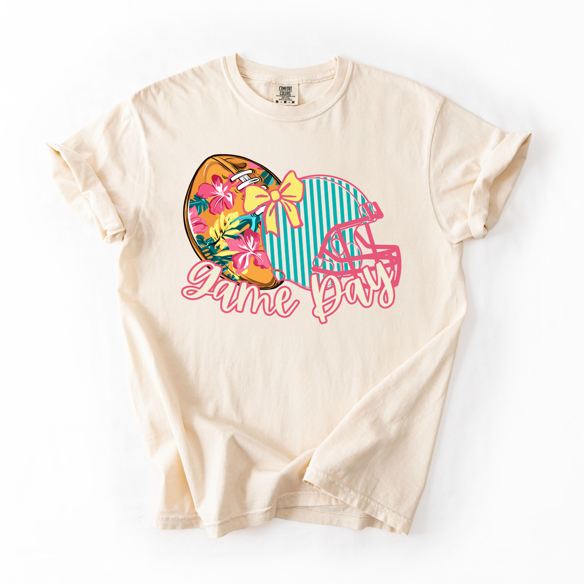 Preppy Game Day- Pink Out Football Cotton Tshirt