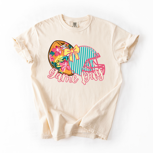 Preppy Game Day- Pink Out Football Cotton Tshirt
