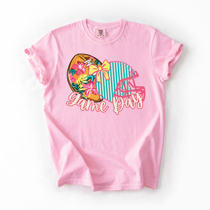 Preppy Game Day- Pink Out Football Cotton Tshirt