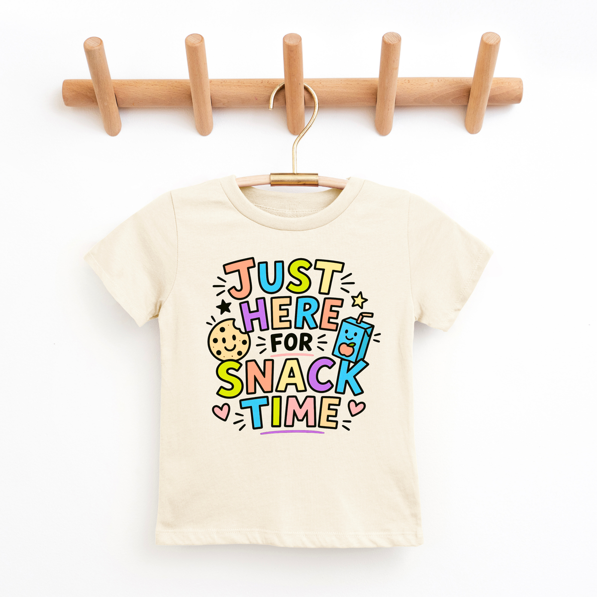 Just Here For Snack Time- Girls Printed Tshirt