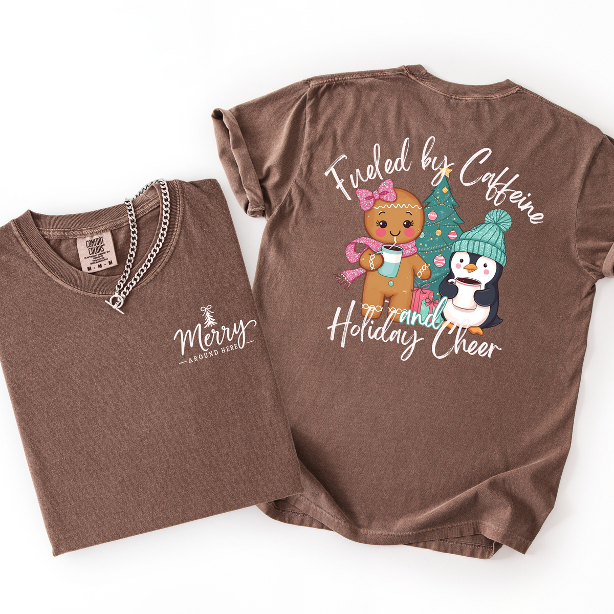 Fueled By Caffeine & Holiday Cheer- Christmas Tshirt