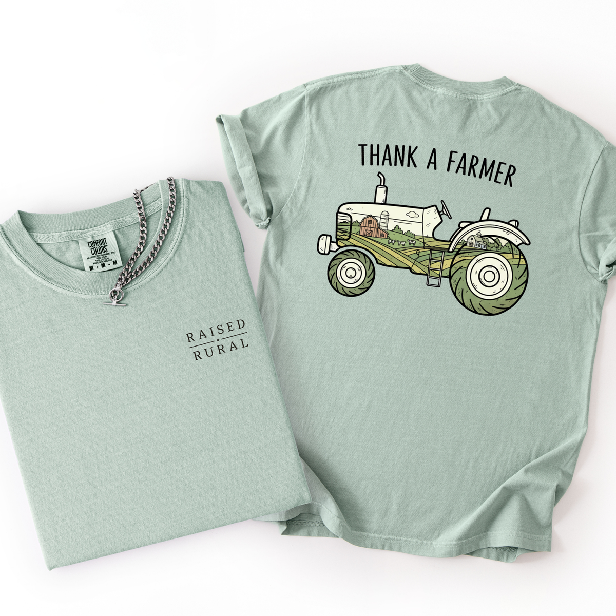 Thank A Farmer- Rural Girl Printed Cotton Graphic Tee