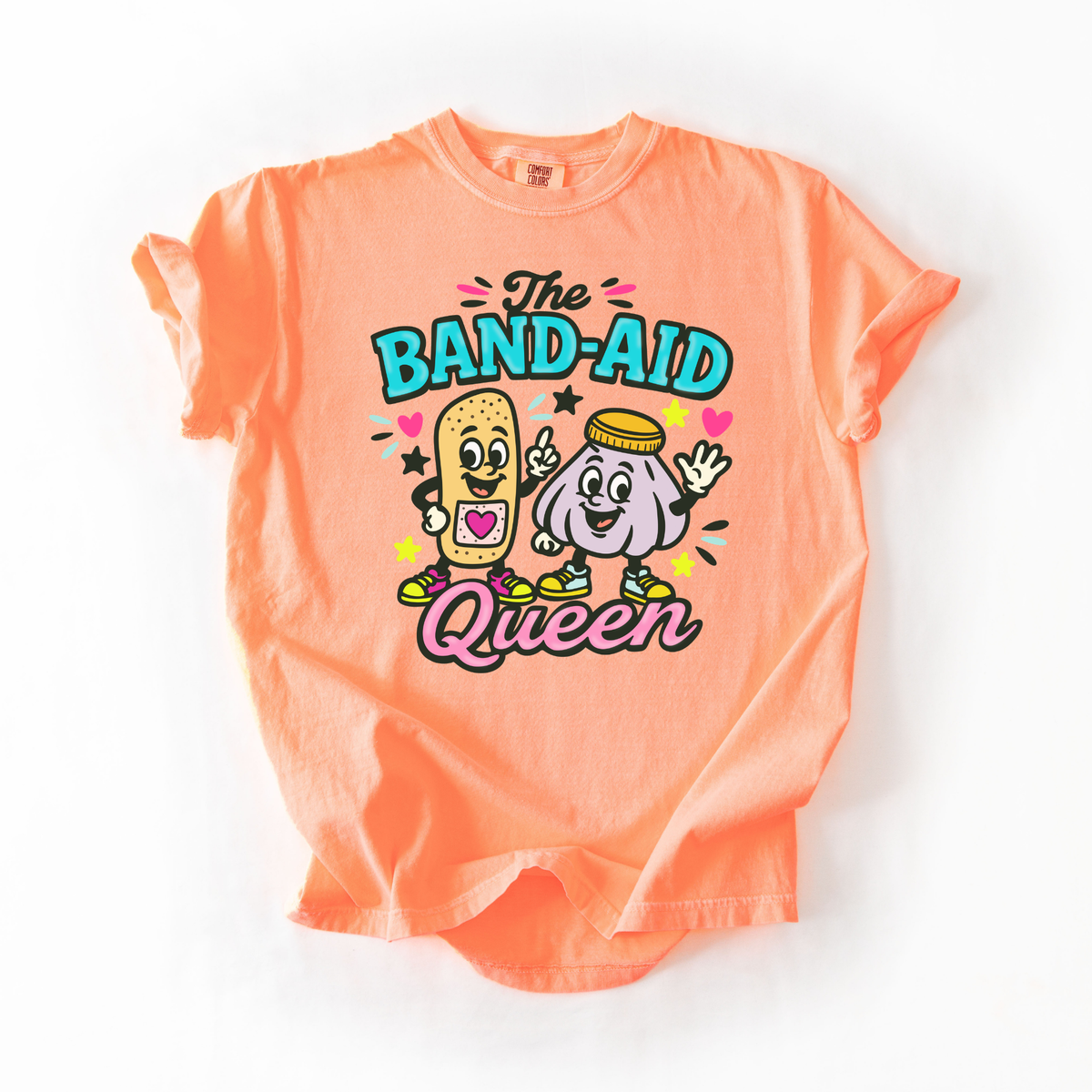 The Bandaid Queen- Cartoon Nurse Doodle Tshirt