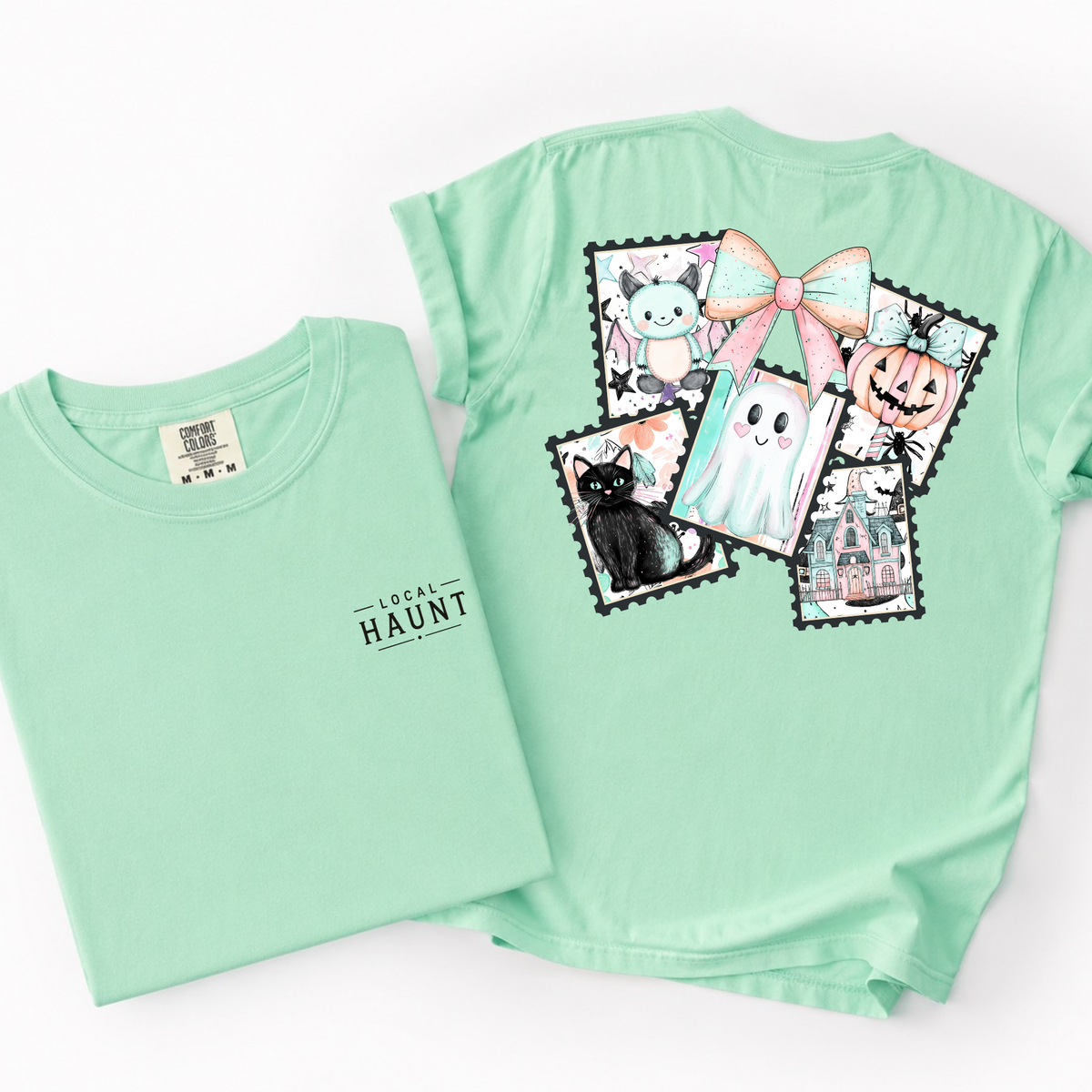 Pastel Halloween Cartoon Stamps- Trendy Graphic Tee