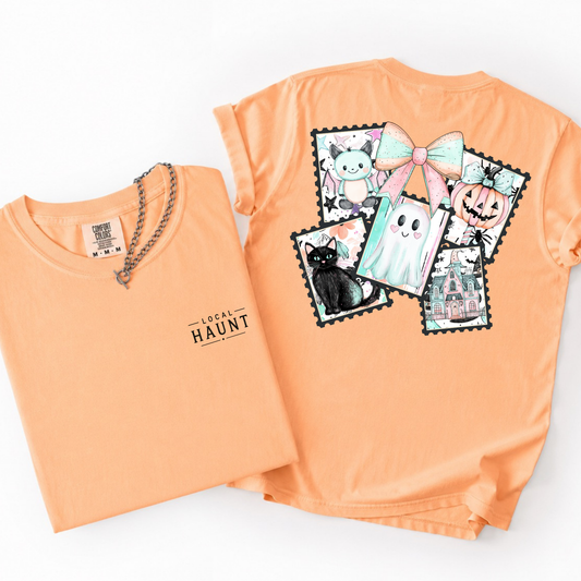Pastel Halloween Cartoon Stamps- Trendy Graphic Tee