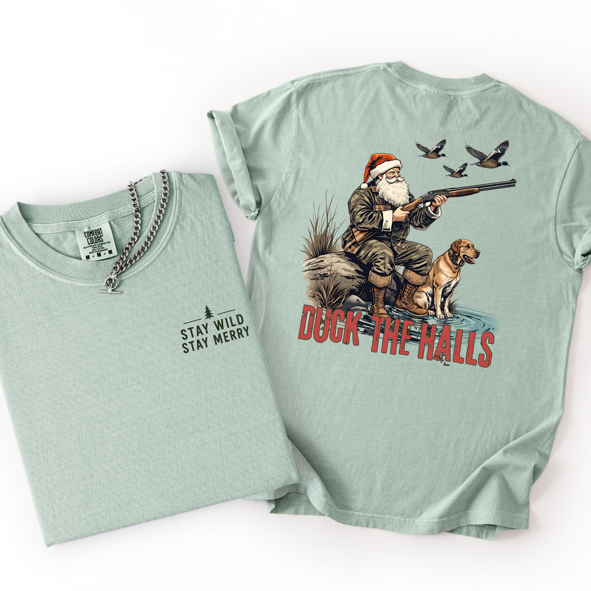 Duck The Halls- Santa Duck Hunter Men's Christmas Tee