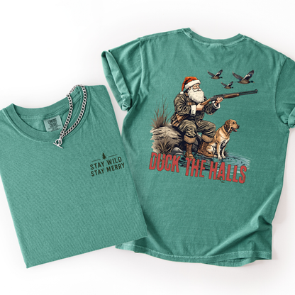 Duck The Halls- Santa Duck Hunter Men's Christmas Tee
