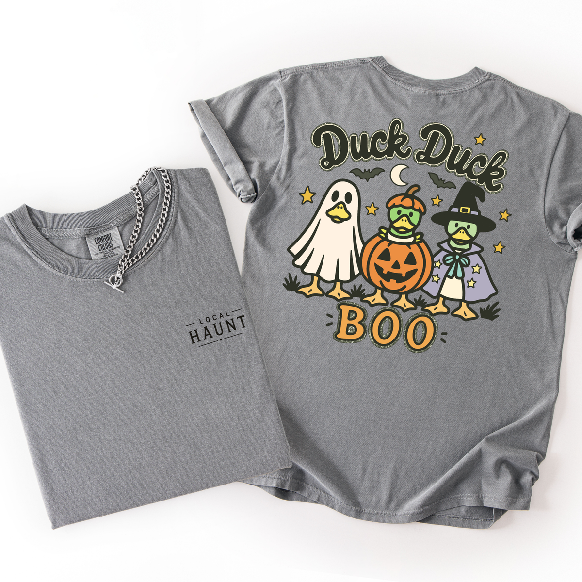 Duck Duck Boo- Trendy Halloween Women's Printed Tee