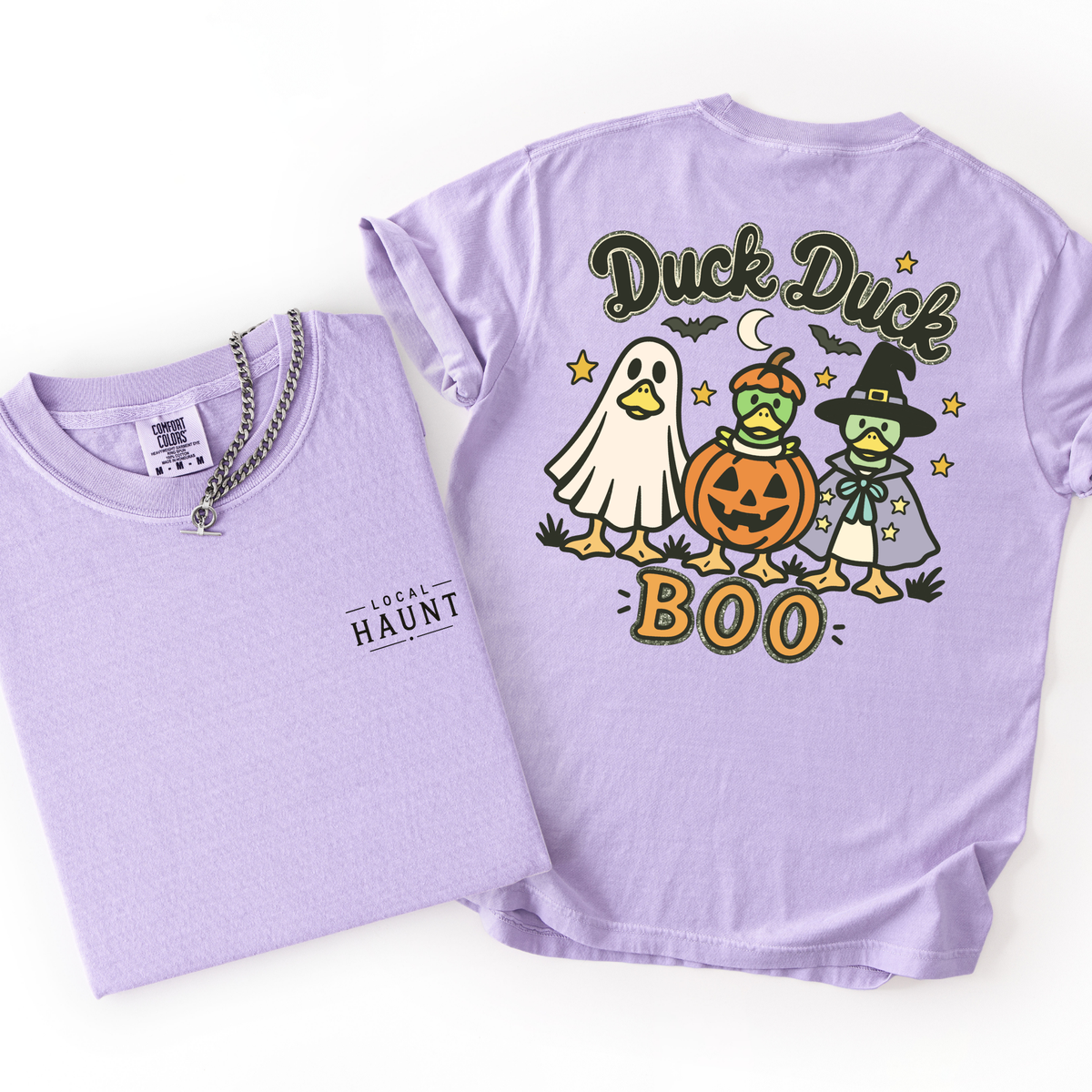 Duck Duck Boo- Trendy Halloween Women's Printed Tee