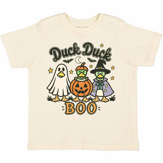 Duck Duck Boo- Trendy Child Halloween Printed Tee
