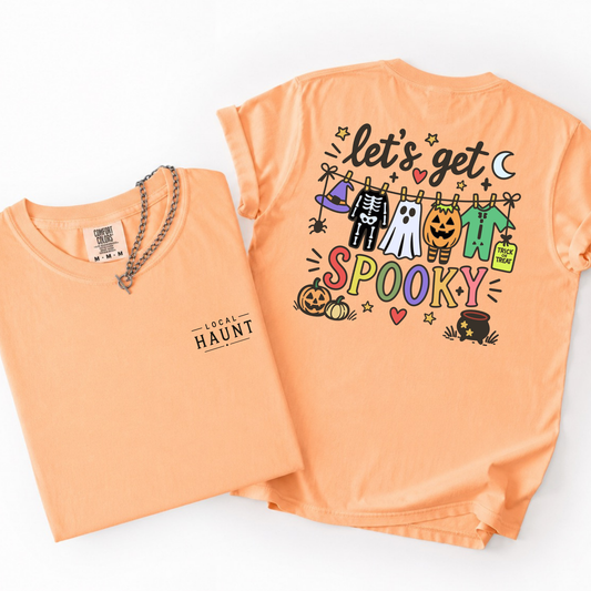 Let's Get Spooky- Halloween Doodle Printed Cotton Tee