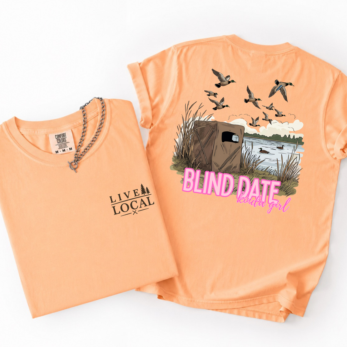 Duck Blind Date Kinda Girl- Pocket Back Graphic Tee