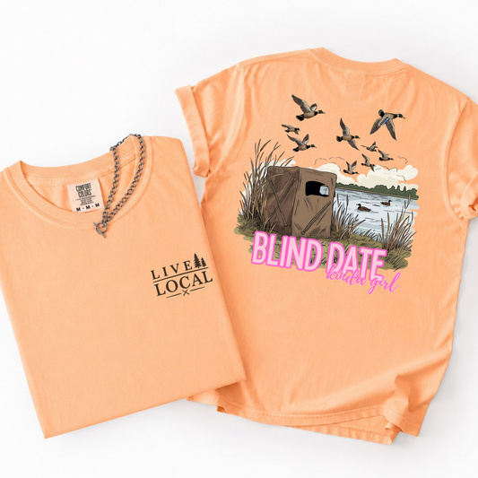 Duck Blind Date Kinda Girl- Pocket Back Graphic Tee