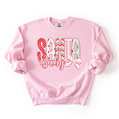 Santa Baby- Doodle Pink Christmas Women's Sweatshirt