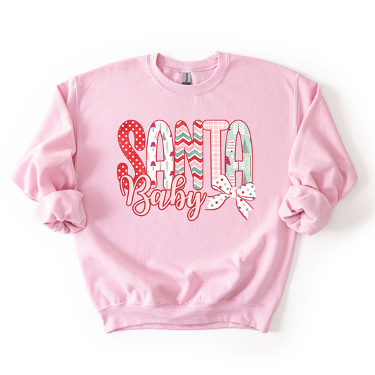 Santa Baby- Doodle Pink Christmas Women's Sweatshirt