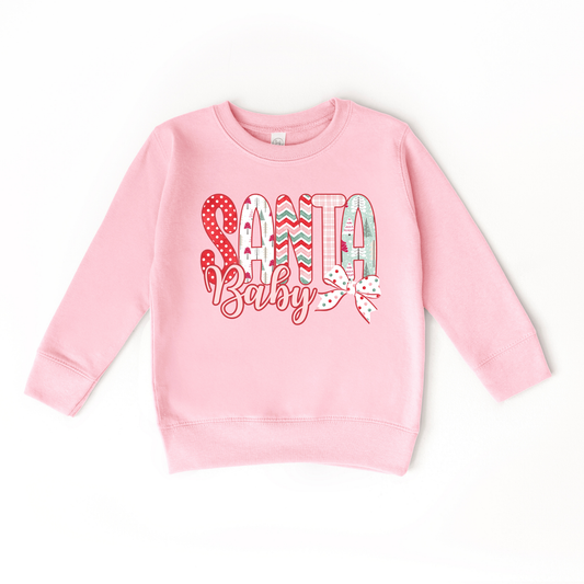 Santa Baby- Doodle Girls Pink Christmas Sweatshirt