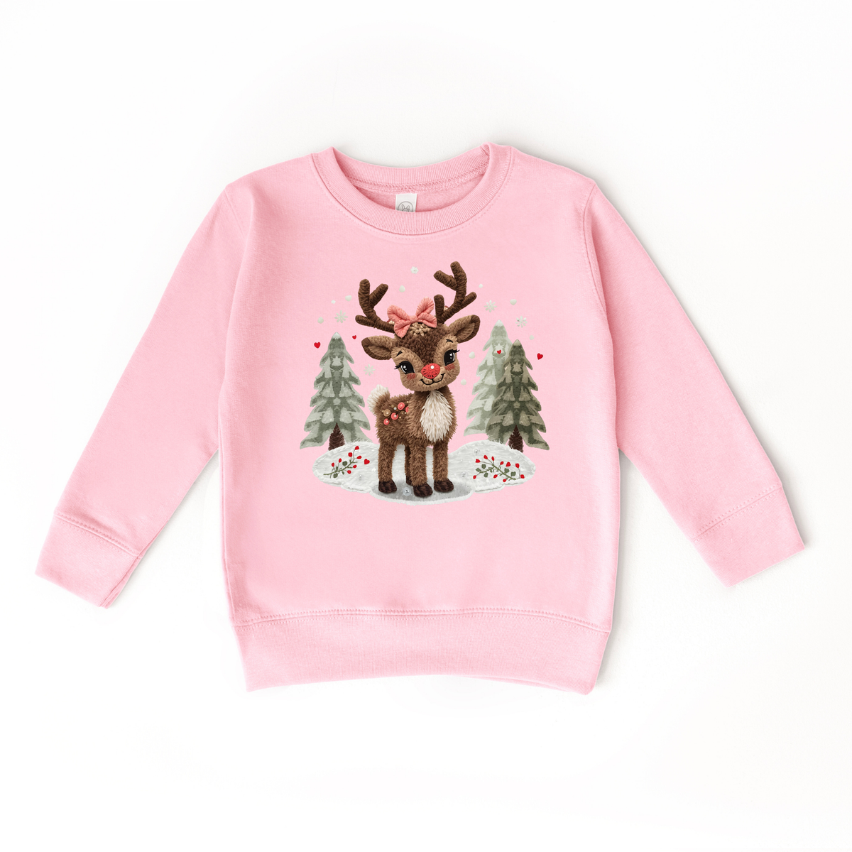 Faux Yarn Reindeer- Trendy Christmas Child Sweatshirt
